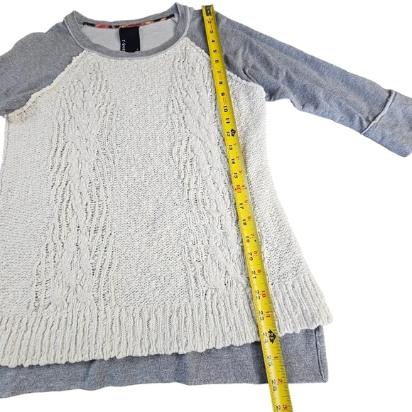 Anthropologie's Dolan Parknit Contrast Gray Jersey & Ivory Chunky Cable Knit Tee - Picture 9 of 11